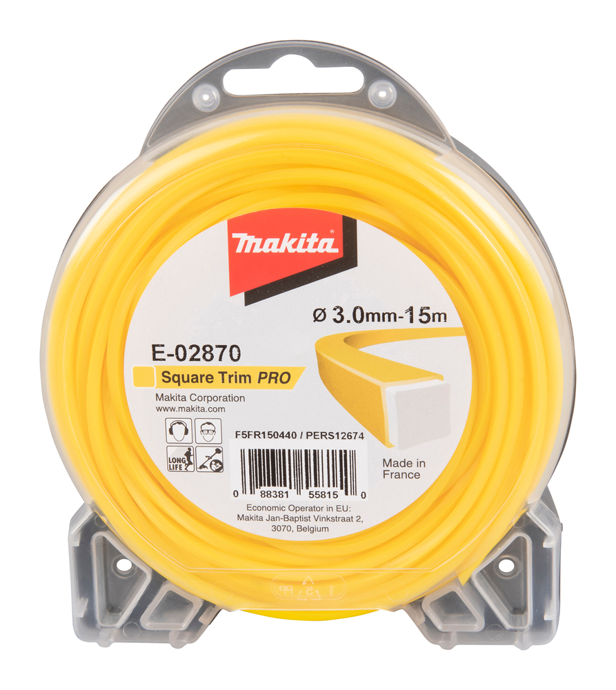 Makita E-02870 struna nylonová Pro 3,0mm, 15m, žlutá, hranatá